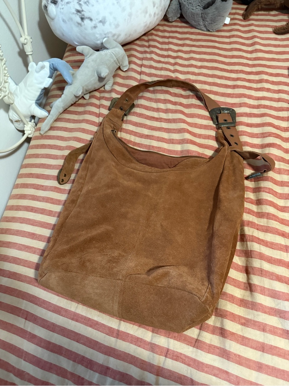 Free People Suede Shoulder Hobo in Caramel Brown